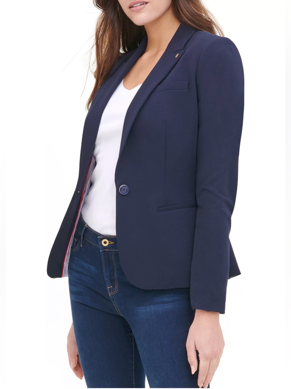 Tommy Hilfiger Navy Women's Tailored Single-Button Blazer